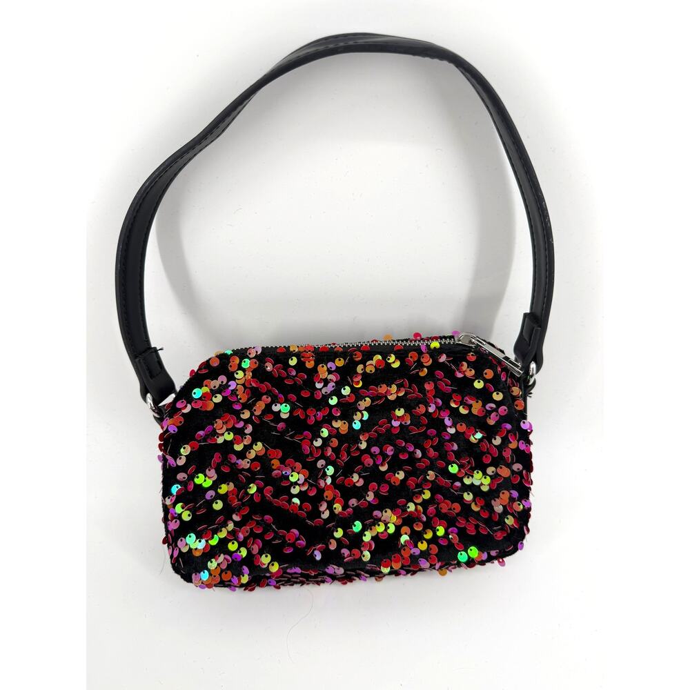Vintage Sequin Mini Shoulder Bag Club Kid Party Glam Sparkle Y2K 7x4